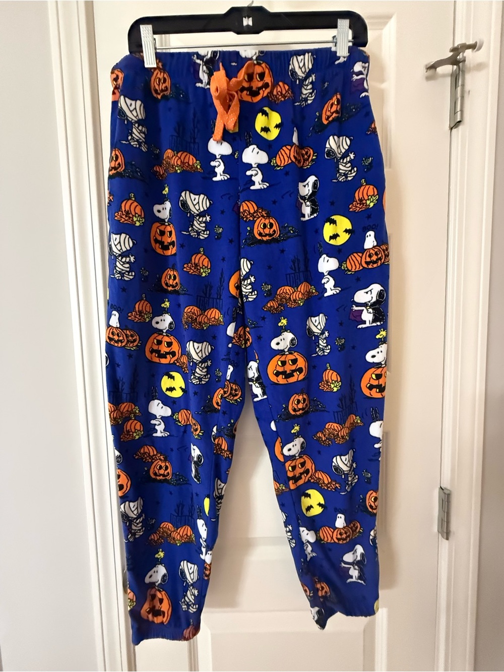 Peanuts Snoopy Halloween Plush Sleep Joggers Blue Women's Size Med Pajama Pants